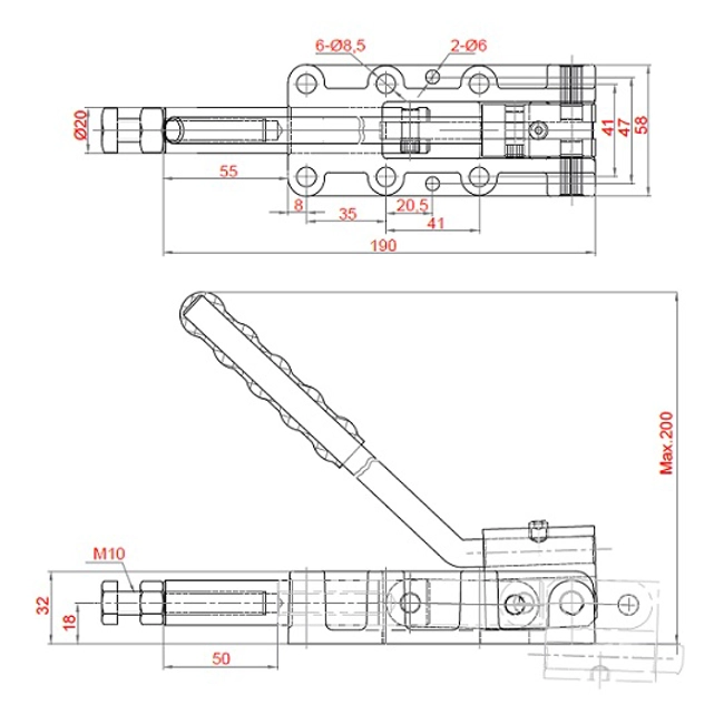 Vendita online Bloccaggio a spinta spintore 50 mm. 1220 Kg.